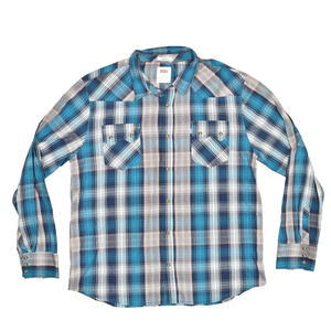 Levi's Men's Standard Fit Plaid Shirt Pearl Snap Western Size XXL Long Sleeve